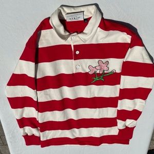 Striped Rugby Shirt with cherry Blossom Patch S